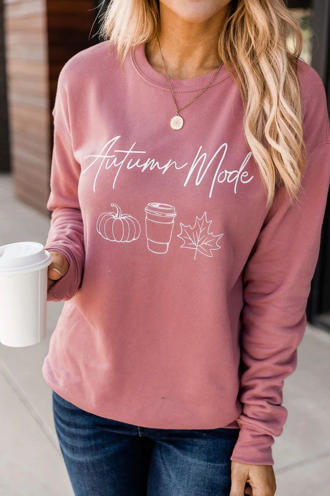 Autumn Mode Mauve Graphic Sweatshirt | The Pink Lily Boutique