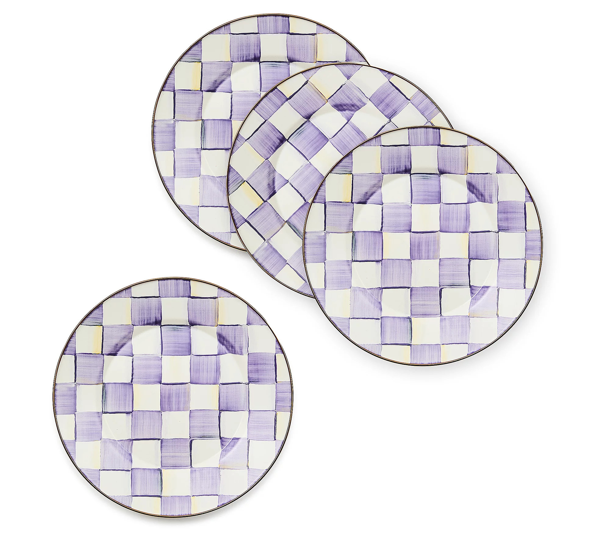 Mackenzie-Childs S/4 Violet Check Dinner PLates | QVC