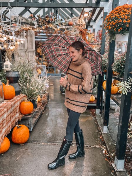 Rainy day fall outfit: oversized sweater, leggings, and rain boots 

#LTKstyletip #LTKSeasonal