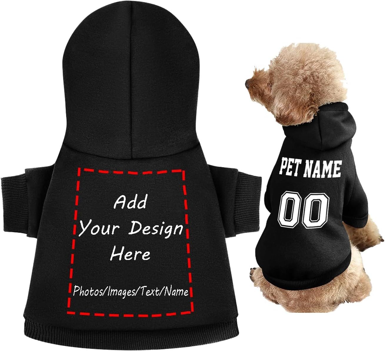 Personalized Dog Hoodies Custom Puppy Sweater Shirt with Pets Name Or Number Id Clothes for Poodl... | Amazon (US)