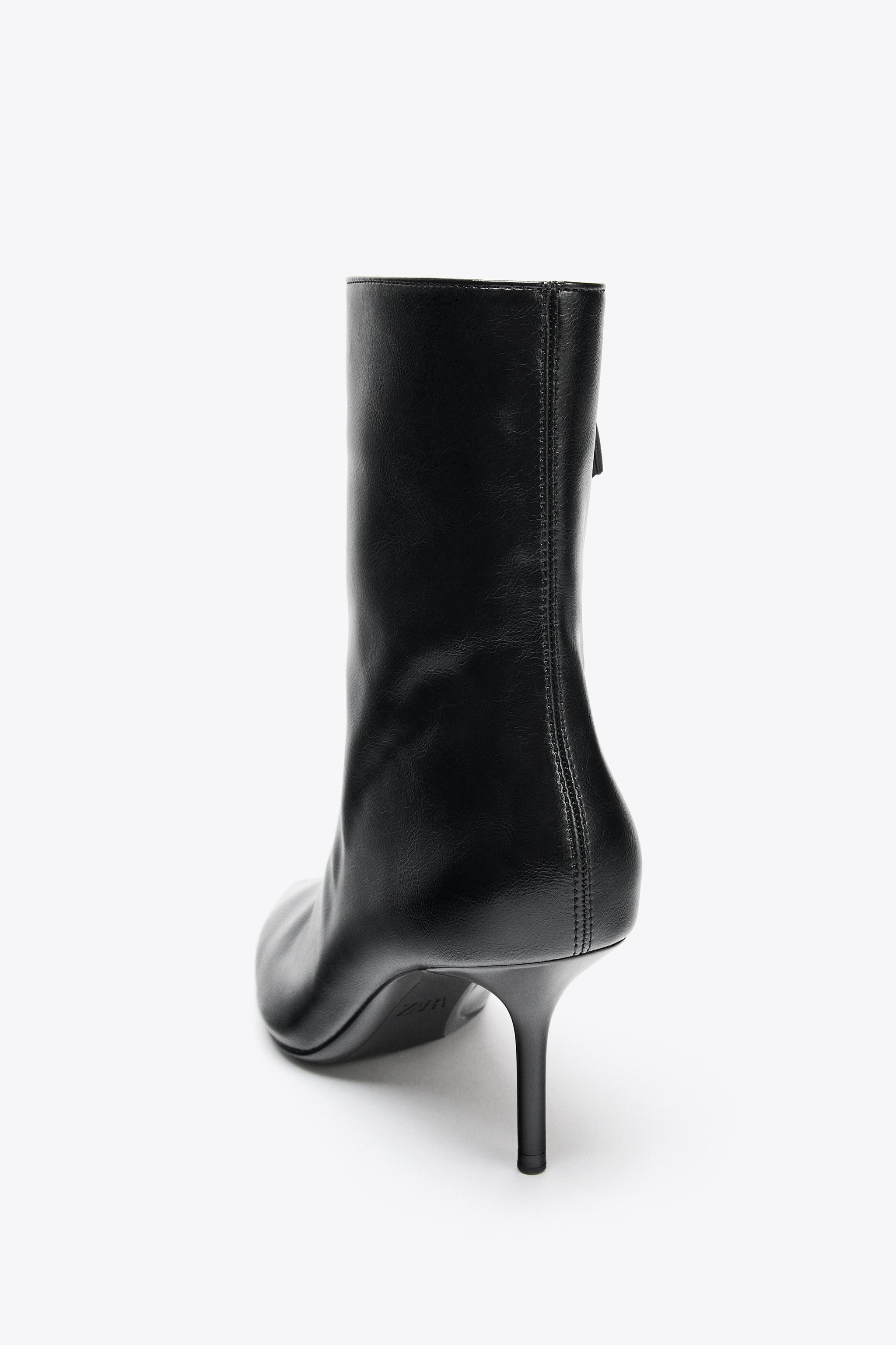 CRACKLED EFFECT HEELED ANKLE BOOTS | Zara US