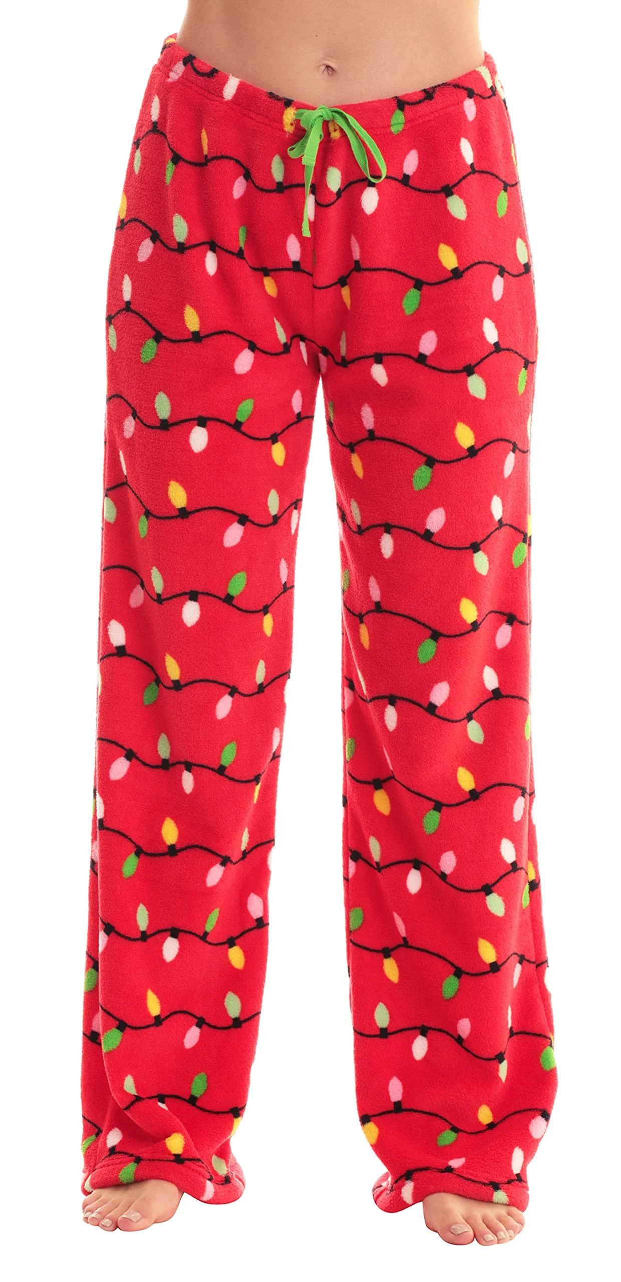 Just Love Fleece Pajama Pants for Women Sleepwear PJs (Red - Xmas Lights, Small) | Walmart (US)