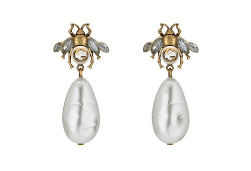 Gucci Bee earrings with drop pearls | Gucci (US)