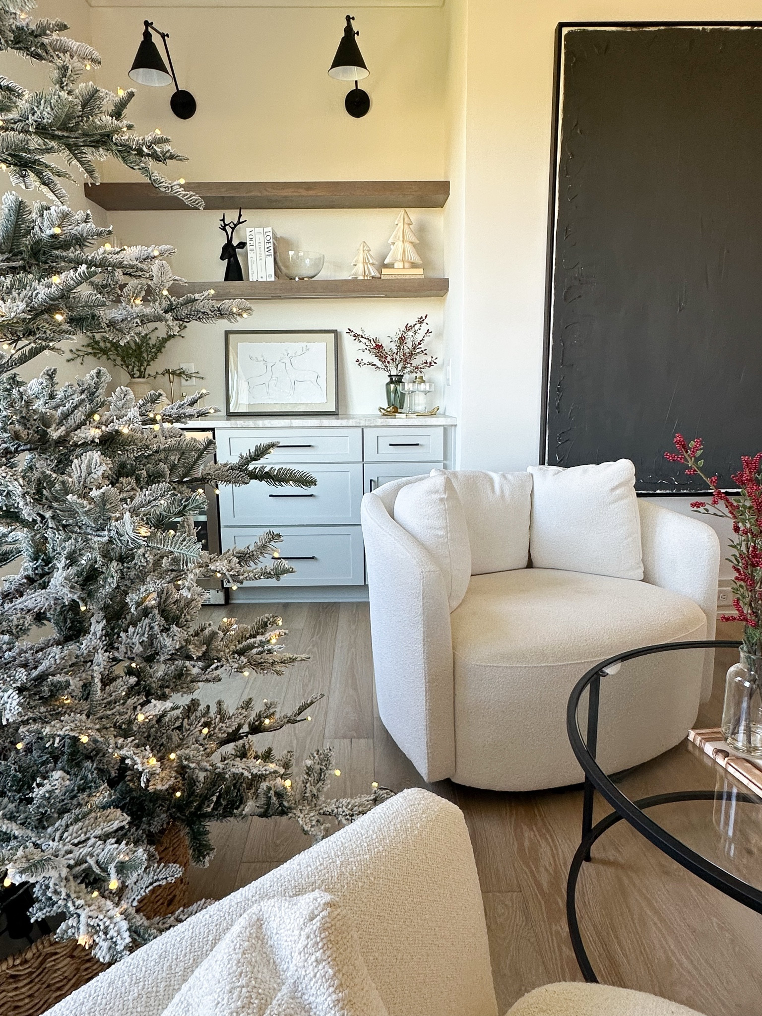 Flocked tree in the lounge 🥰 

#LTKHoliday #LTKSeasonal #LTKHome