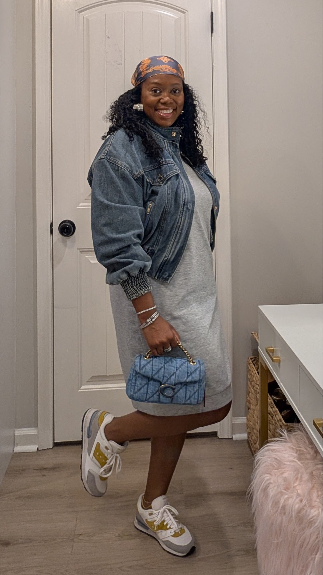 Cozy-cute in an Amazon sweatshirt dress with a cropped denim jacket from SHEIN. I added a SHEIN scarf to add a lil zhuzh, Saucony Courageous kicks, and my Coach denim mini. Easy and polished.

Sweatshirt dress L | Cropped denim jacket M | Fashion scarf | Saucony kicks | Coach denim purse | Silver accessories

Soft life, styled right. ✨

#fashioninfluencer #atlfashioninfluencer #fashioninspo #luxelife #amazonfashionfinds #sheinchic #saucony #coachbag #sweatshirtdress #denimjacket #denimbag #imtashamack