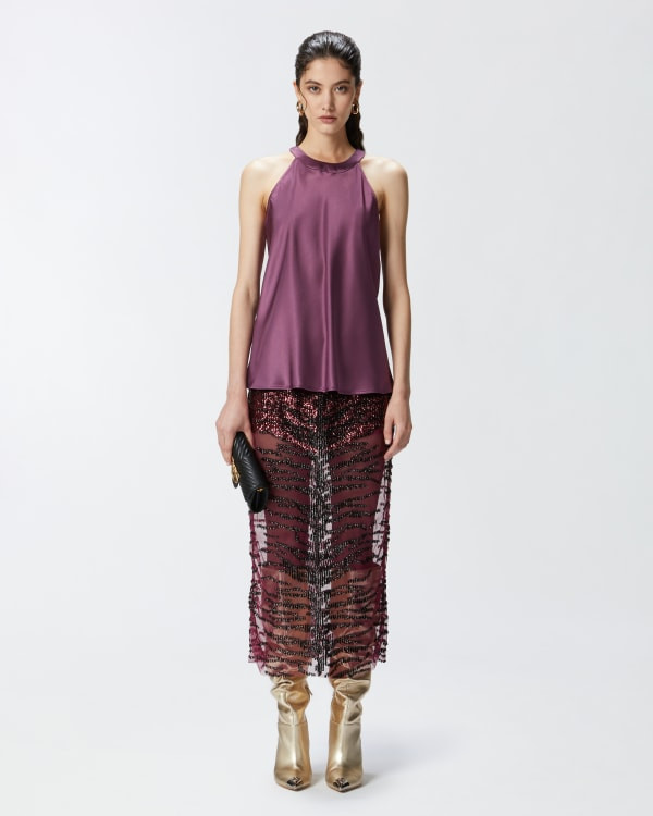 Pencil skirt with zebra-effect sequin embroidery | PINKO (Global)