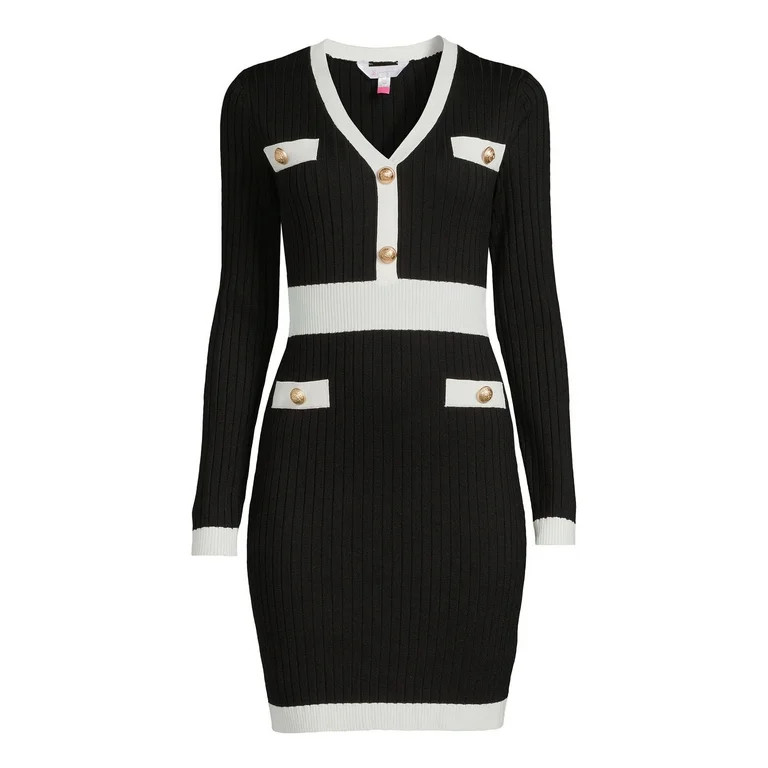 No Boundaries Juniors Contrast Trim Dress, Sizes XS-3XL - Walmart.com | Walmart (US)