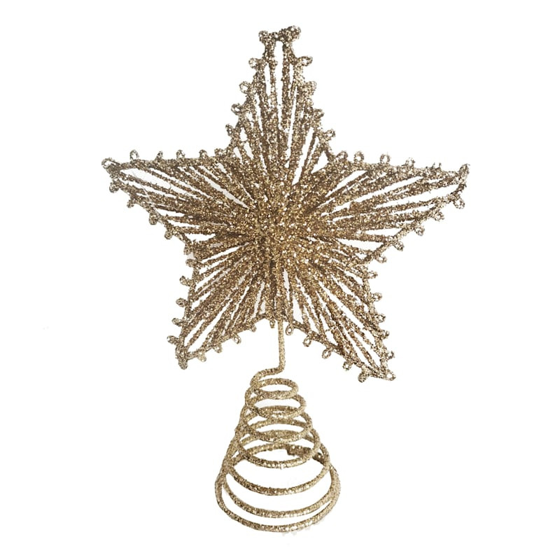 Gold Glittered Star Tree Topper, 7" | At Home