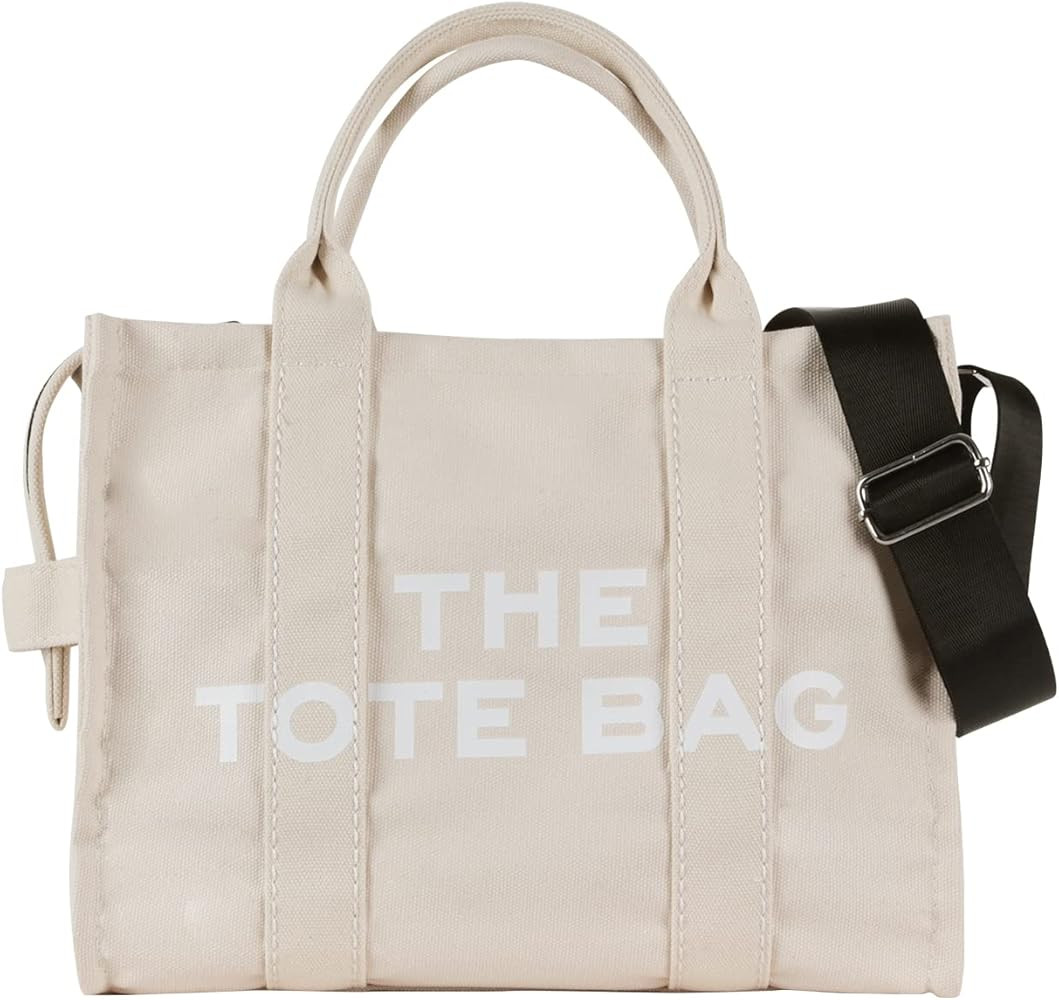 JQAliMOVV Canvas Tote Bag for Women - Travel Tote Bag Purse with Zipper Fashion Shoulder Crossbody B | Amazon (US)