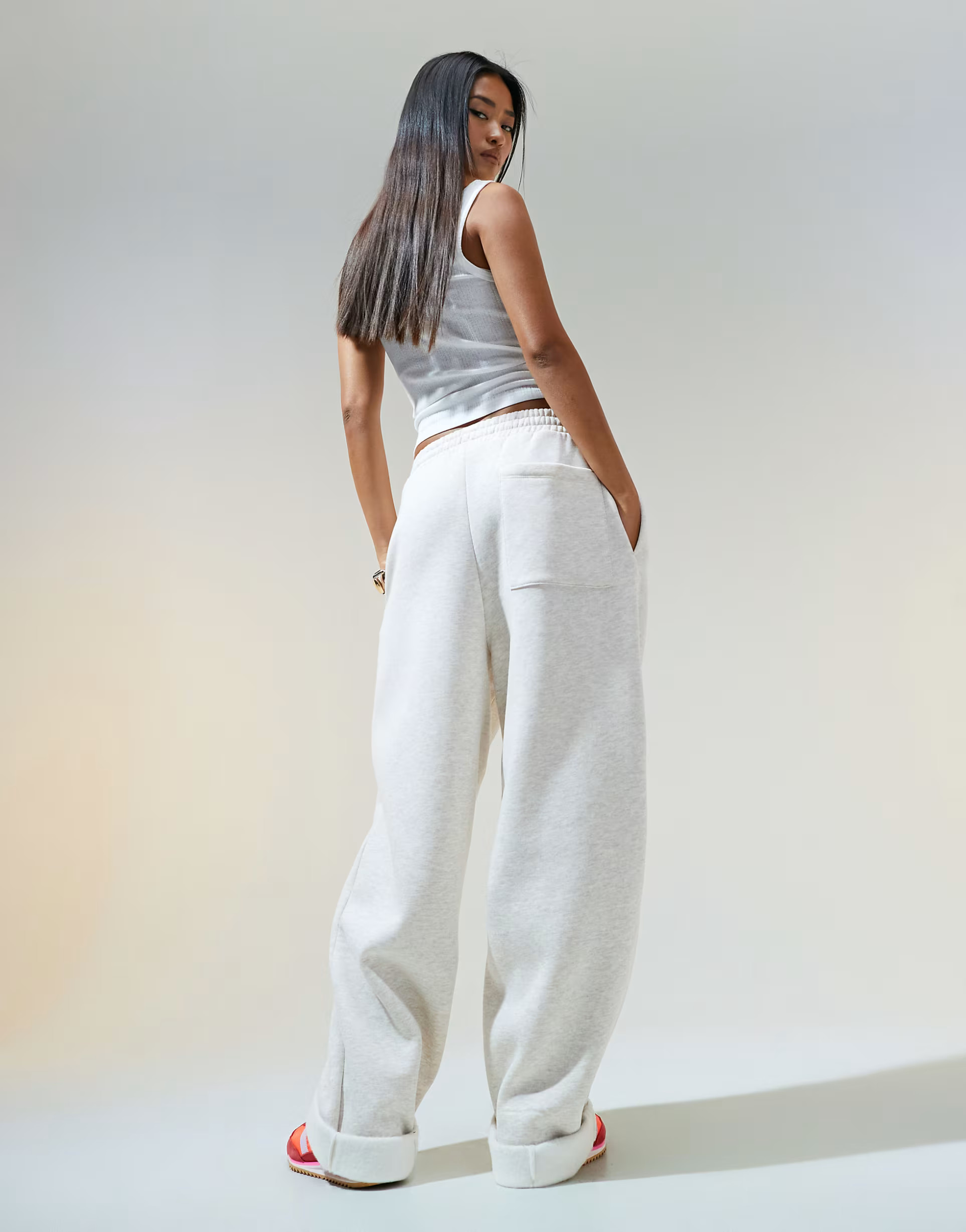 ASOS DESIGN oversized jogger with turnback hem detail in oatmeal marl | ASOS | ASOS (Global)