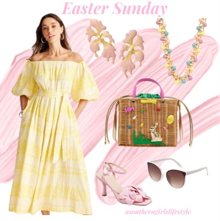 Pastel Easter Sunday Outfit 

New Yellow Floral Print Off the Shoulder Puff Sleeve Midi Dress is on Sale! Size down! I ordered for Easter & it’s way too big. But it is gorgeous! Hoping my size restocks 

Paired it with Pink Enamel Statement Earrings, Beaded Link Necklace, Easter Basket Bag, White Sunnies & Pink Floral Heels

Target. Future Collective™ with Jenny K. Lopez. Kendra Scott. Lele Sadoughi. TJMaxx. Easter Outfit. Spring Outfit 

#LTKsalealert #LTKSeasonal #LTKstyletip