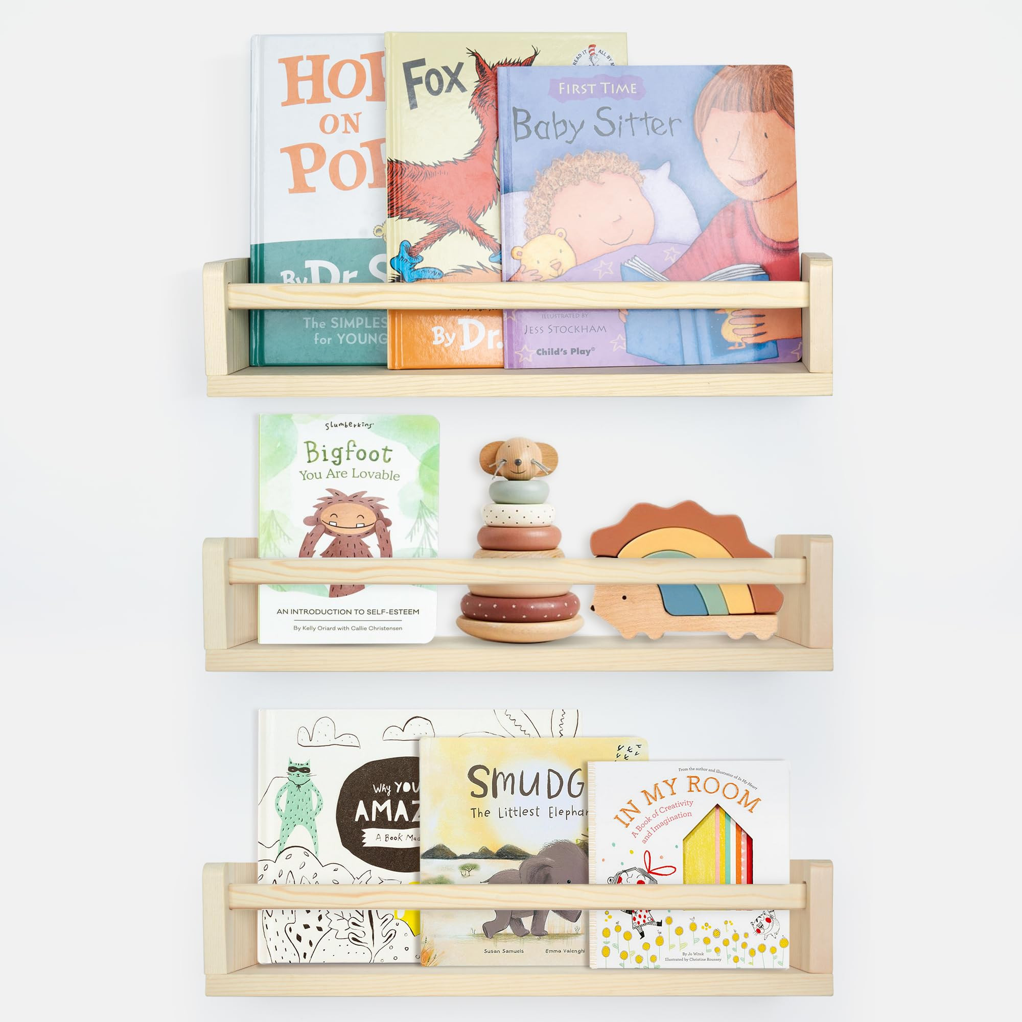 Nursery Book Shelves, Floating Shelves for Wall Set of 3, Wall-Mounted Bookshelves for Living Roo... | Amazon (US)