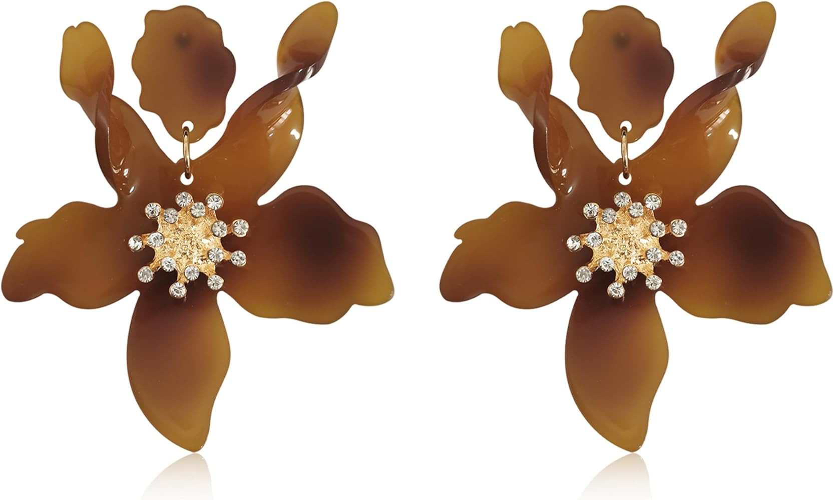 Unique Bohemian Oversized Acrylic Resin Flower Dangle Drop Earrings Summer Retro Large Sparkly Ha... | Amazon (US)