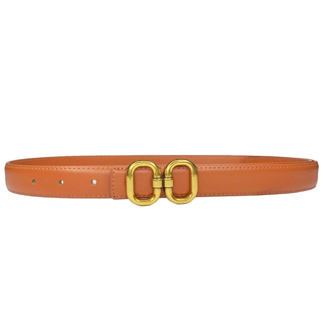 Double Oval Linked Belt - Saddle | Accessory Concierge