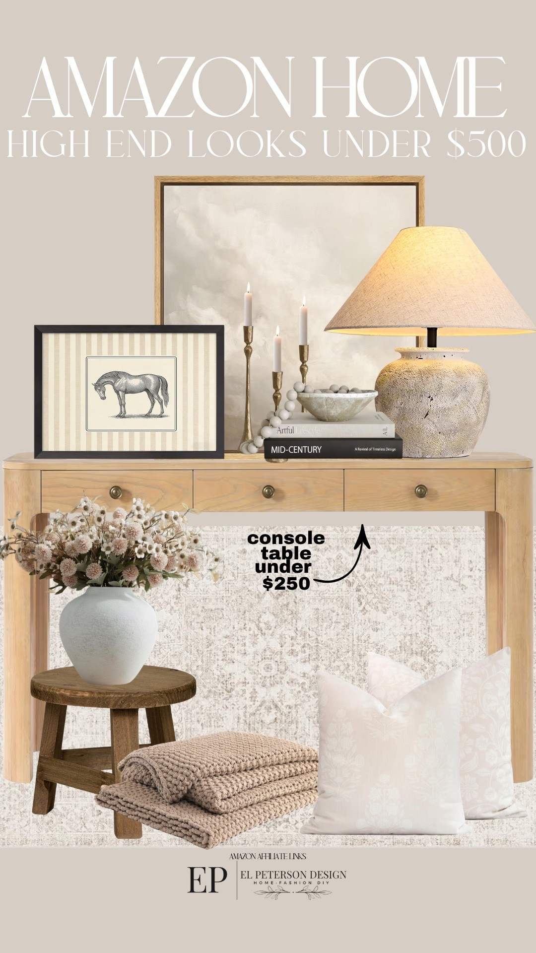 Amazon
Table lamp
Artwork
Console table
Vase
Stool
Rug
Candle holder
Decorative boxes


#LTKHome