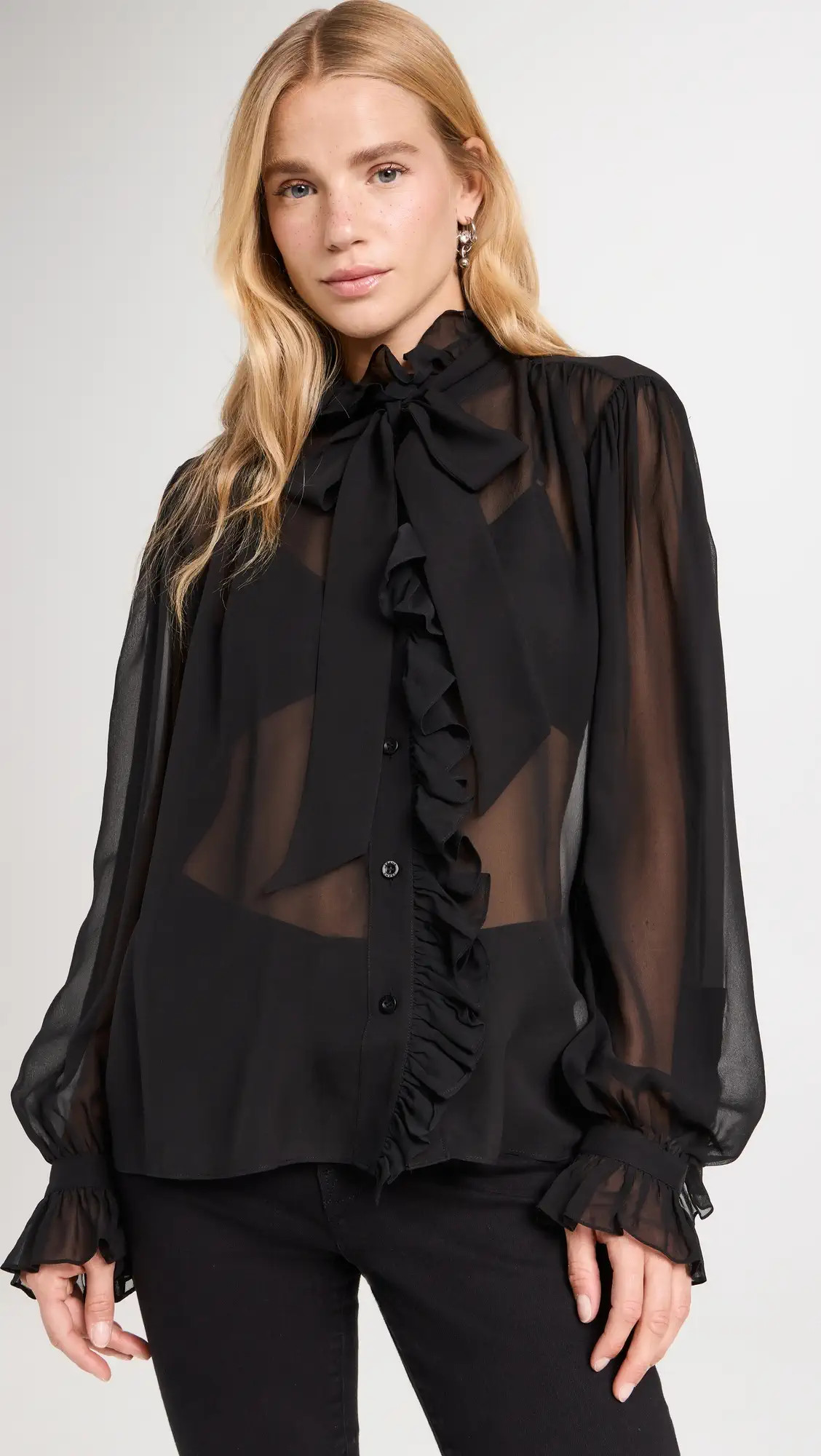 FRAME Ruffle Front Button Up Shirt | Shopbop | Shopbop
