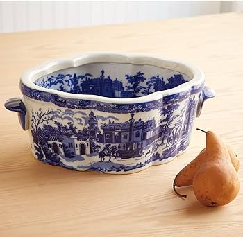 Blue & White Porcelain Oval Scenic Planter | Amazon (US)