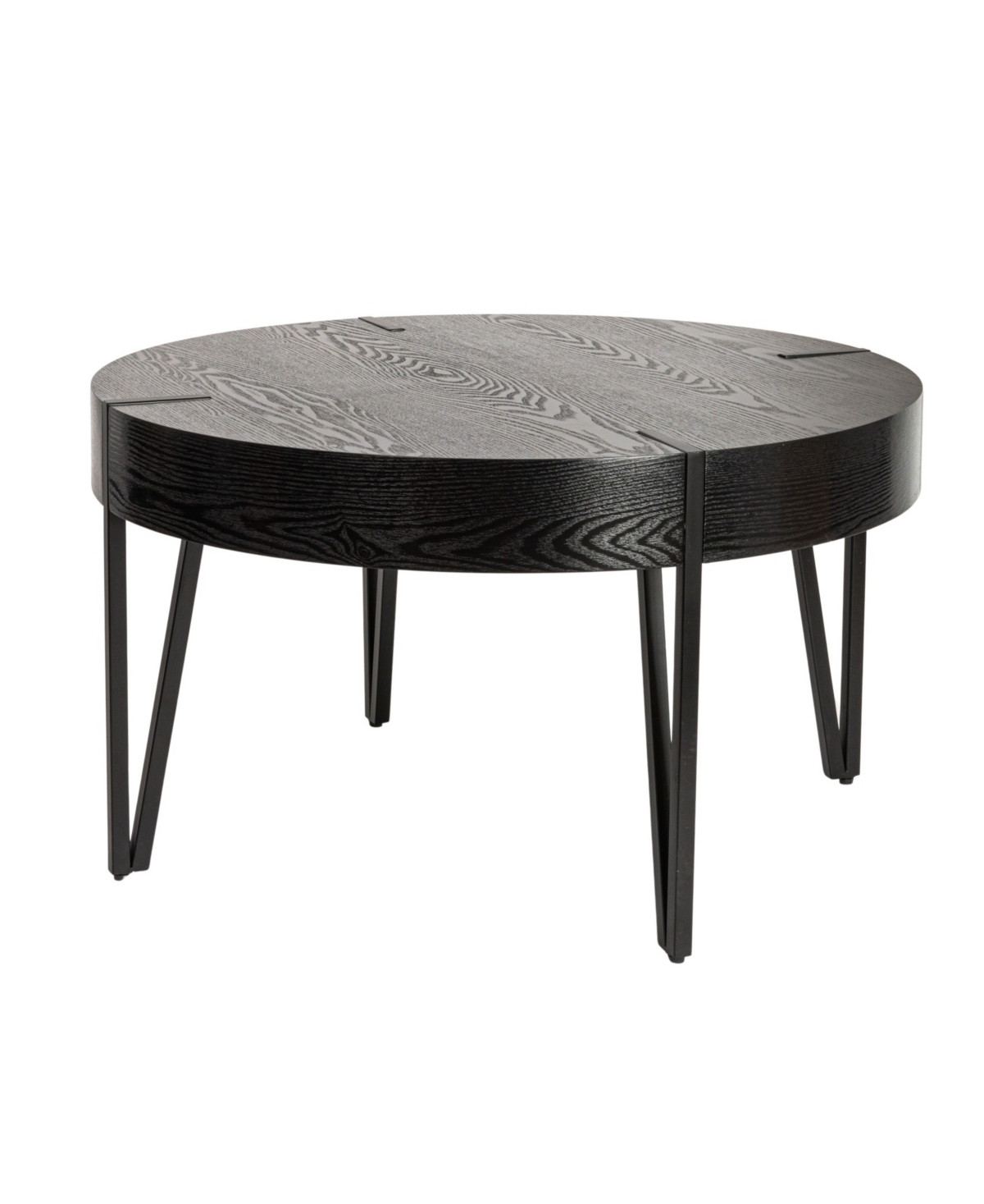 Storied Home Astoria 31" Wood Round Side Coffee Table with Metal Hairpin Legs - Black | Macy's