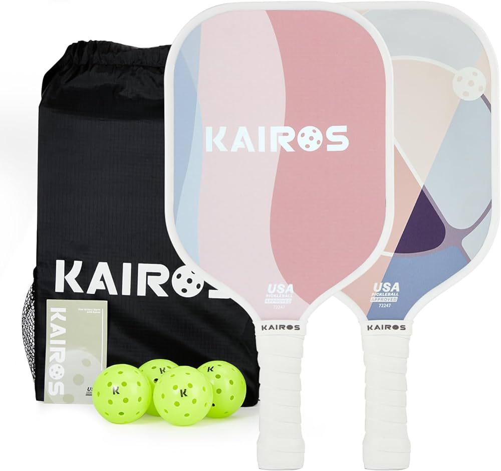 KAIROS Pickleball Paddles, USAPA Approved Pickle Ball Set with 2 Rackets 4 Pickle Balls, Non-Slip... | Amazon (US)