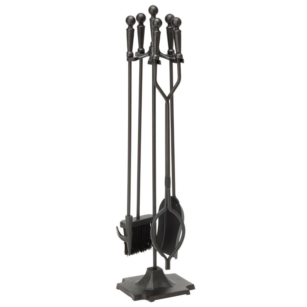 UniFlame Black 5-Piece Fireplace Tool Set with Ball Handles-T51030BK - The Home Depot | The Home Depot