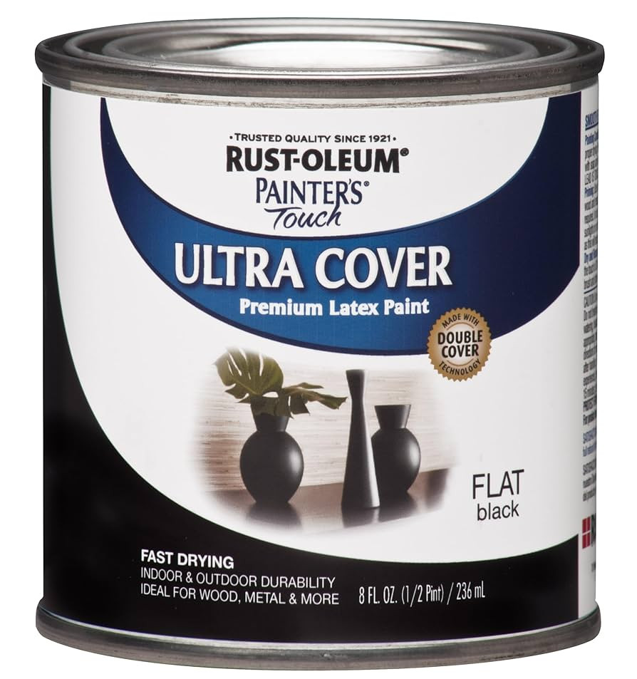 Rust-Oleum 1976730 Painter's Touch Latex Paint, Half Pint, Flat Black, 8 Fl Oz (Pack of 1) | Amazon (US)
