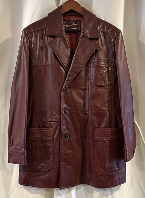 Vtg Etienne Aigner OXBLOOD Leather Double Breasted NORFOLK Belted Back Jacket 42  | eBay | eBay FR