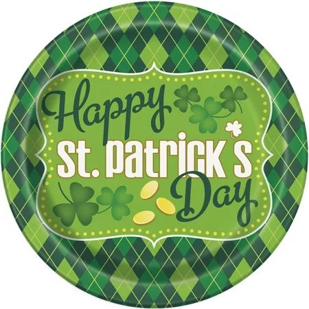 9"" Argyle St. Patrick's Day Party Plates, 8ct | Walmart (US)