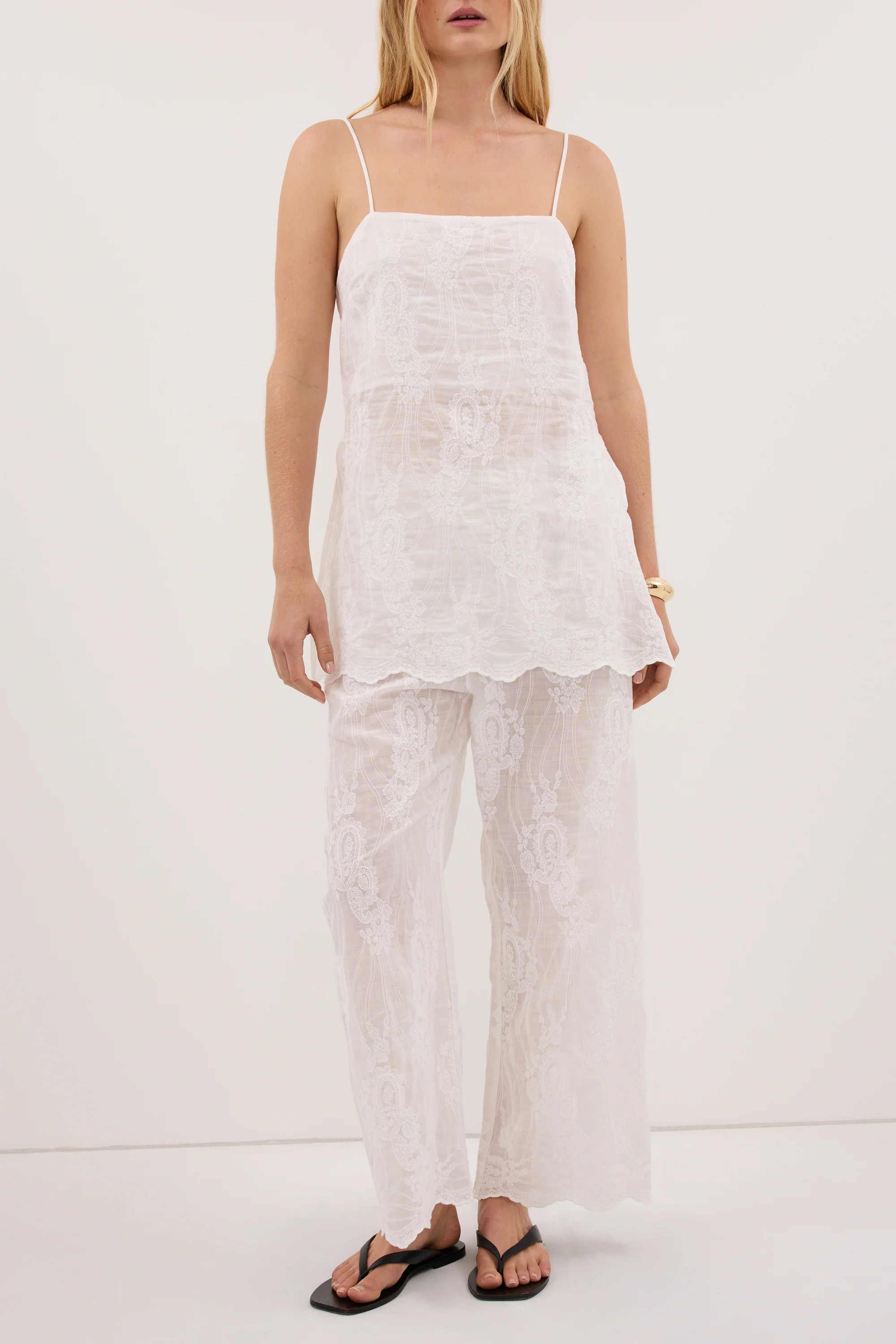 CORDELIA WHITE RAMIE CROP PANT | DISSH