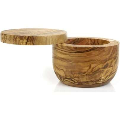French Olive-Wood Handcrafted Salt Keeper, Medium | SHEIN