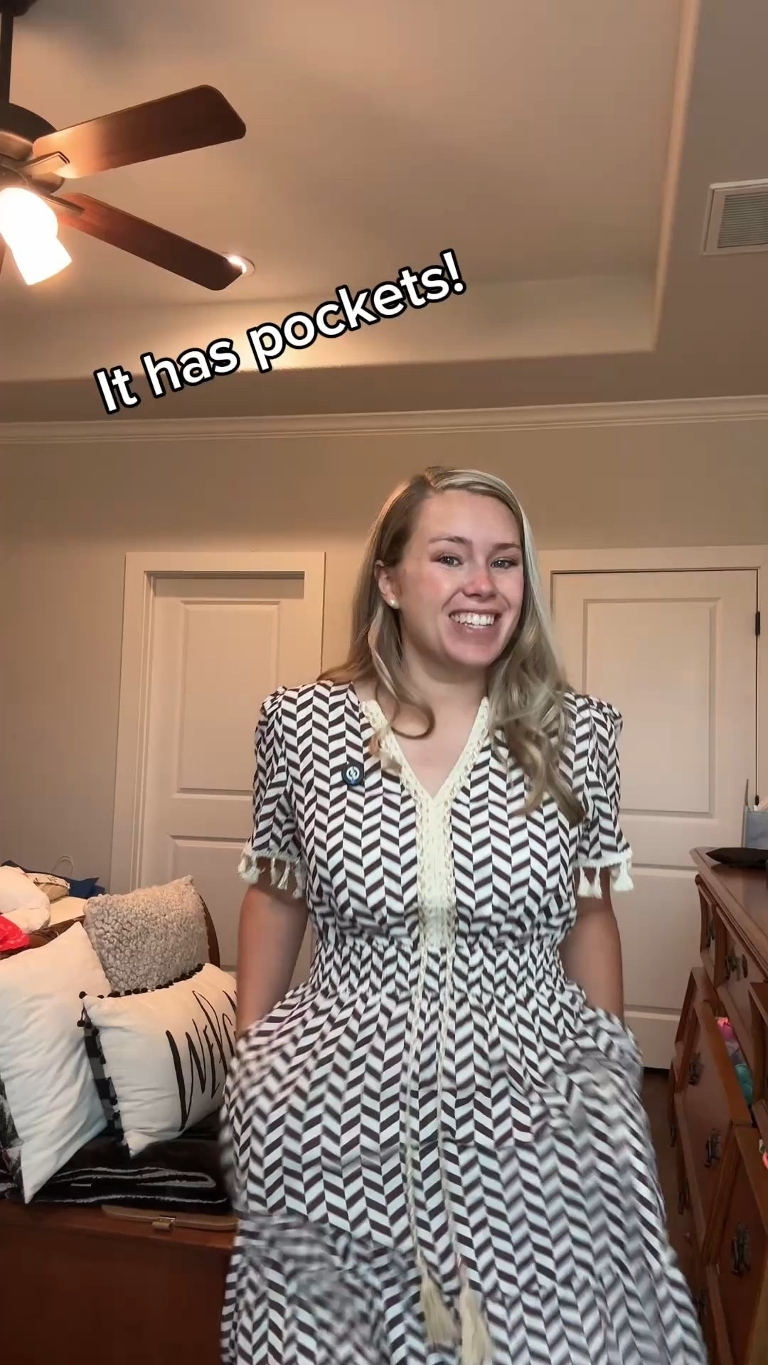 Flattering dress boho style dress 🤍 size M. Watch to see the fit. Wear it for shopping or for more formal events. 



#LTKmomlife #LTKgrwm #LTKMidsize