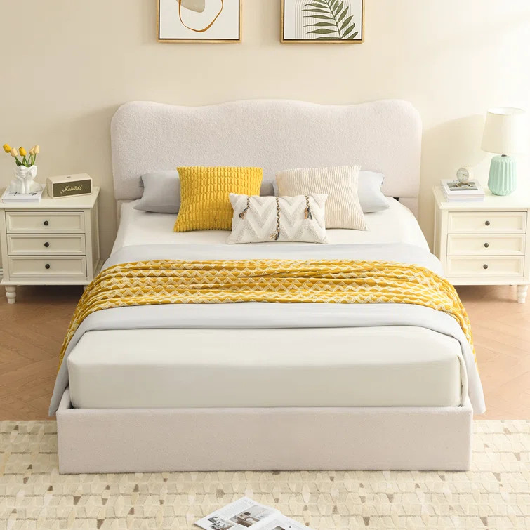 Bensu Boucle Hydraulic Lift Up Storage Upholstered Platform Bed | Wayfair North America