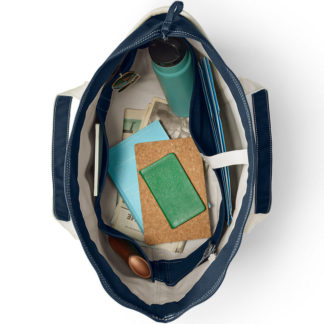 Large Natural 5 Pocket Zip Top Canvas Tote Bag | Lands' End (US)