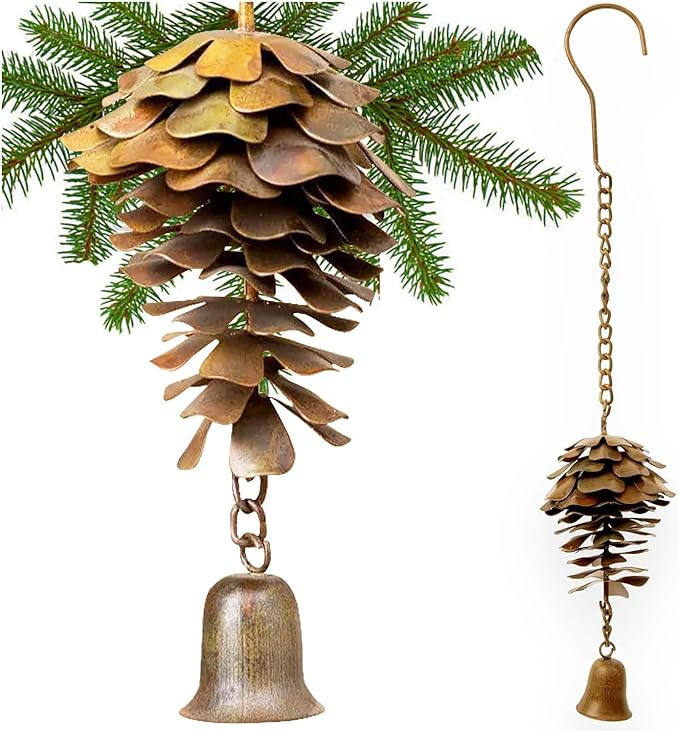 Happy Gardens Pine Cone Ornament with Bells | Bronze Metal Fall Wind Chimes, Pine Cones Decoratio... | Amazon (US)