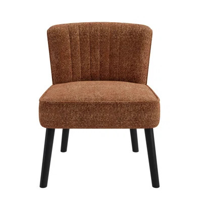 Compact & Chic Chair In Brown: Upholstery, Wood Legs, Comfortable Foam, Elegant Channel Back Design Brown Chair: Space Comfortable, Fabric, Strong Hig | Wayfair North America