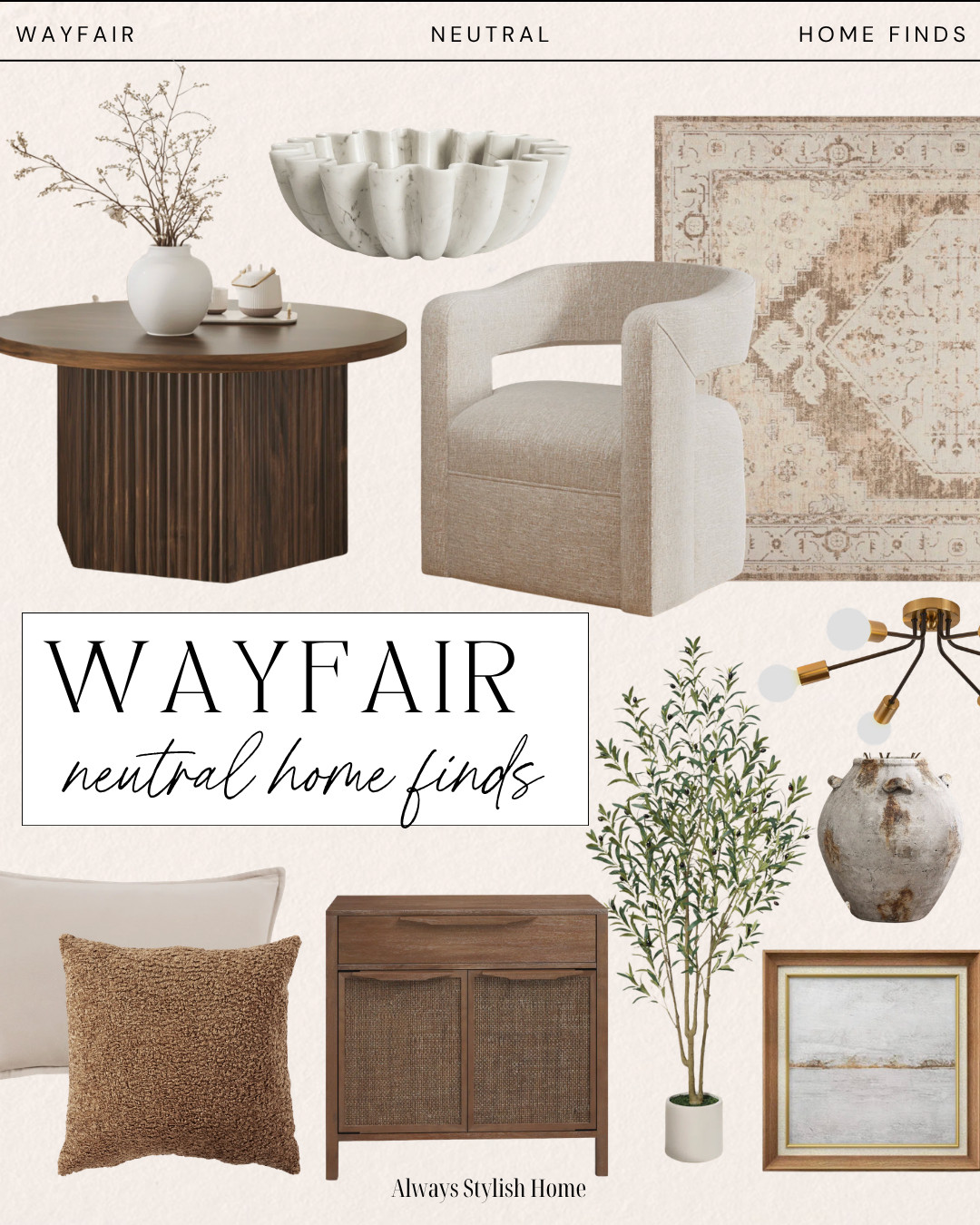 Wayfair neutral home finds that make your space look designer for less 🤍 I’m loving all of the soft neutral decor, textured accents, woven rugs, modern mirrors, and cozy living room pieces that instantly make your home feel elevated. And if you’ve been waiting to shop, Wayfair Way Day 2026 is happening April 25–27 with up to 80% off home decor, furniture, rugs, lighting, and more, plus early deals already starting now. 

wayfair neutral home decor, neutral home finds, wayfair home finds, wayfair decor, wayfair living room decor, modern neutral home, organic modern decor, designer inspired home finds, woven rug, neutral wall art, decorative vase, modern mirror, coffee table decor, cozy home style, affordable home decor, wayfair way day 2026, way day sale, wayfair sale april 2026, neutral living room decor, home refresh ideas 

 #LTKSeasonal #LTKHome #LTKSaleAlert