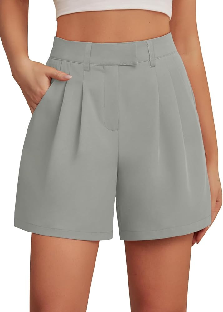 Feiersi Womens Casual Elastic Waist Wide Leg Suit Tailored Shorts Summer Dressy Work Shorts with ... | Amazon (US)