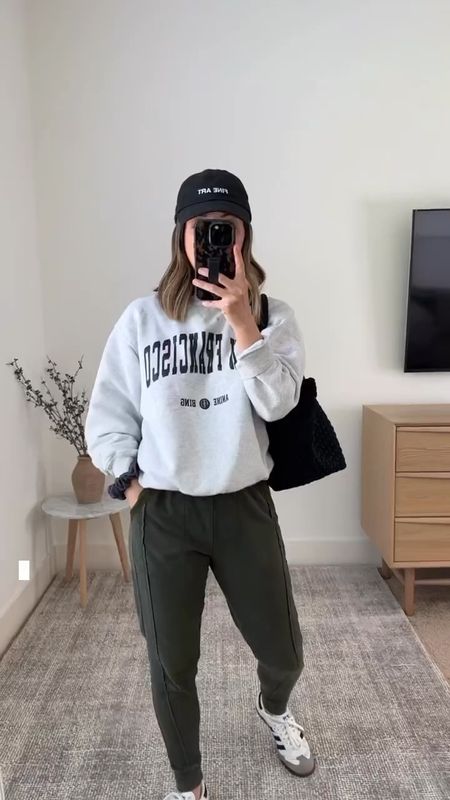 Everyday mom outfit ideas. These joggers are old but saw Anthro brought them back. I’m wearing the petite xxs. 

Anine Bing Sweatshirt xs
Anthropologie joggers petite xxs
Adidas samba 4.5 men’s. 
Naghedi tote medium 
Outsider Supply hat. 

Athleisure, petite style, sneakers, loungewear

#LTKshoecrush #LTKfit #LTKitbag