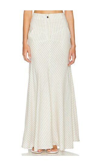 Veneti Maxi Skirt in Silver Stripe | Revolve Clothing (Global)