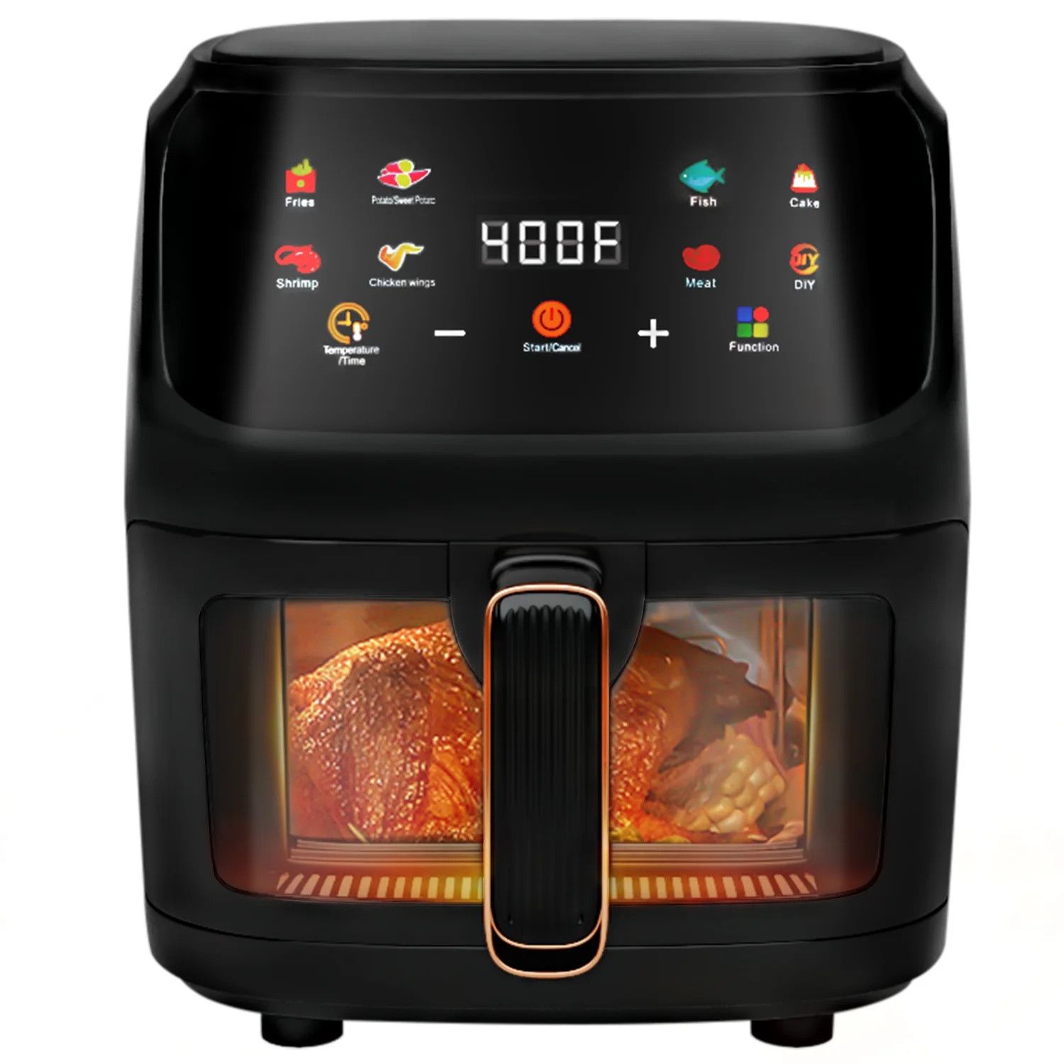 Bluebow Air Fryer 7.5QT, Large 8-in-1 Digital Touchscreen, Visible Window, 1700W, New, Black | Walmart (US)