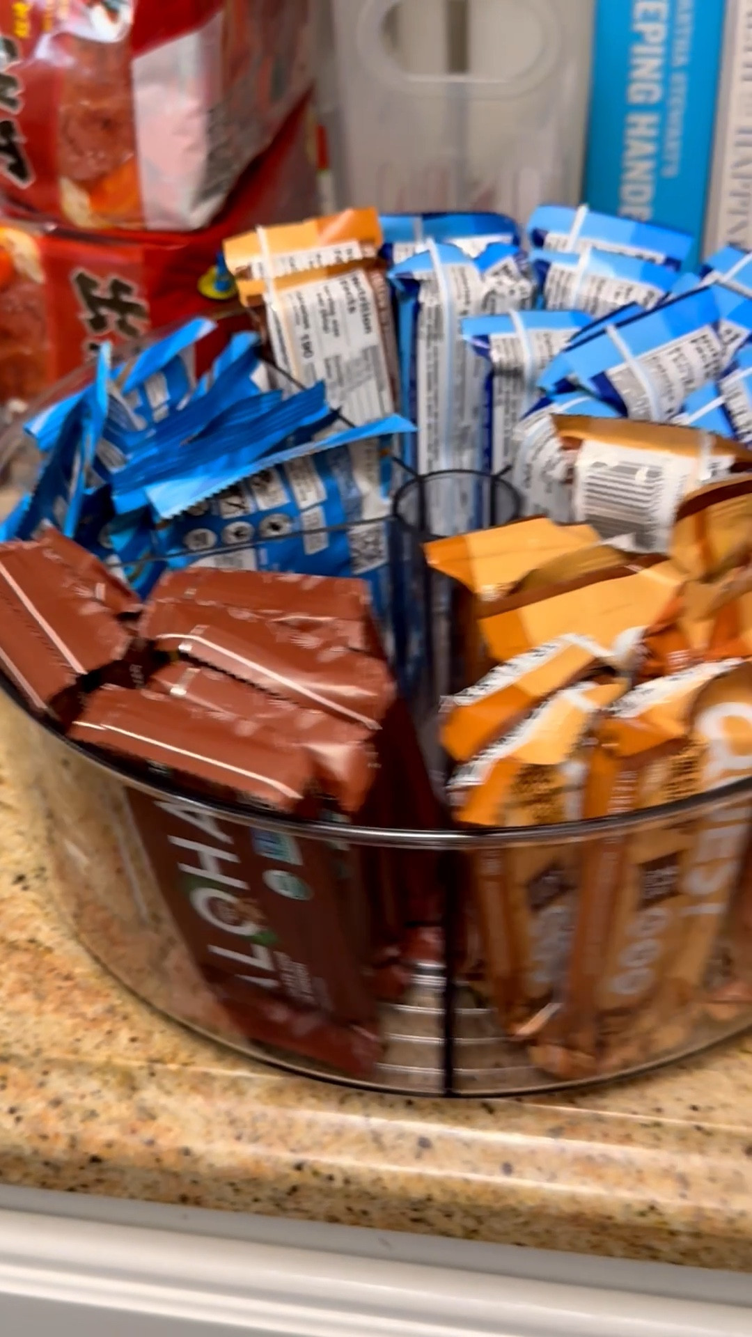 I’m loving this new sectioned lazy susan for our protein bars. Now everything is easy to grab and go as we head out the door to school, a baseball game, or errand run.

There are 5 equally-sized sections, and it turns smoothly with just a little push. 

This would be fun for your crafts room too! Use it for markers and pens, fancy-blade scissors, and paint brushes.

And if you’re a mosaic artist this would also work well in your creative space for adhesives, hand tools, and glass rods.

#lazysusan #clearplastic #dividedlazysusan #craftsroom #craftsorganization #target #kitchenorganization #pantryorganization #turntableorganizer

#LTKHome