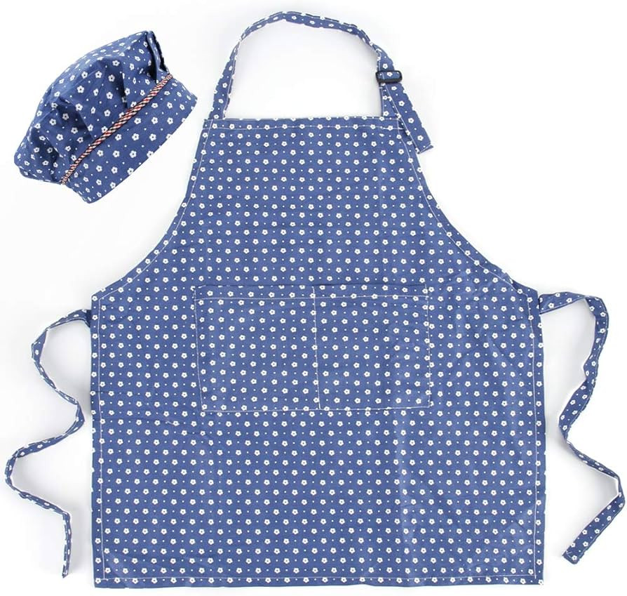 CRJHNS Kids Apron and Chef Hat Set, Adjustable Cotton Child Aprons with 2 Pockets Cute Girls Boys... | Amazon (CA)