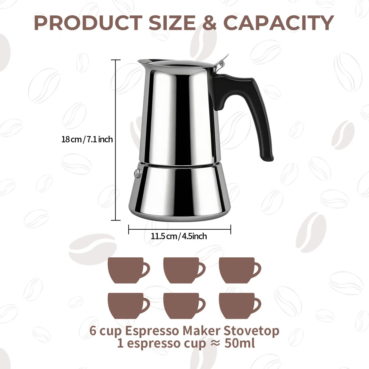 6 Cup 300ml Moka Pot Stainless Steel Espresso Coffee Maker WFHA11803302 | Wayfair North America