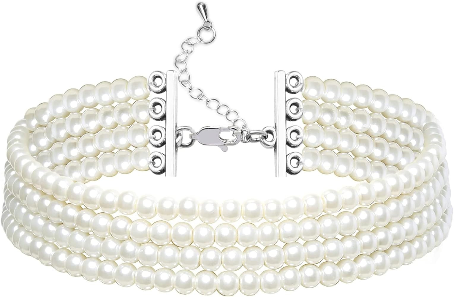 BABEYOND Round Imitation Pearl Choker Necklace Multi Strands Choker 20s Flapper Necklace Accessor... | Amazon (US)