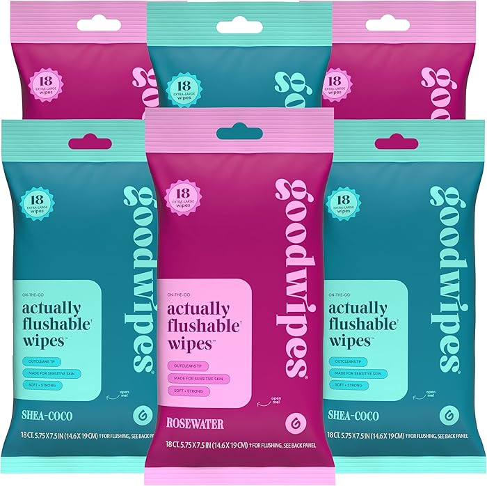 goodwipes Flushable Wipes Travel Size - Extra Large Adult Wet Wipe - On-the-Go Portable Wipes - S... | Amazon (US)