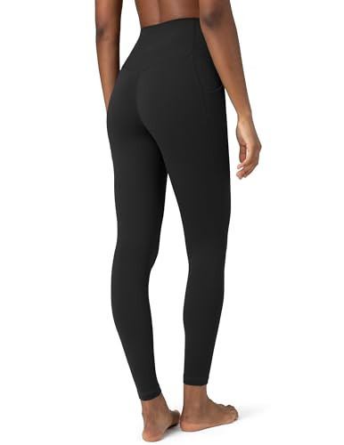 Colorfulkoala Women's Dreamlux Black Leggings High Waisted 7/8 Length 25" Inseam Workout Yoga Pants with Pockets (S, Black) | Amazon (US)