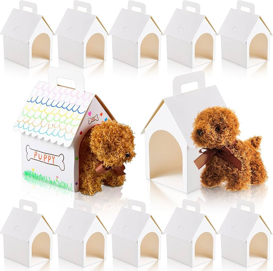 ShinyRelief 24 Pcs Dog Party Favors Boxes Dog House Shaped Treat Gift Boxes with Holes Foldable w... | Amazon (US)