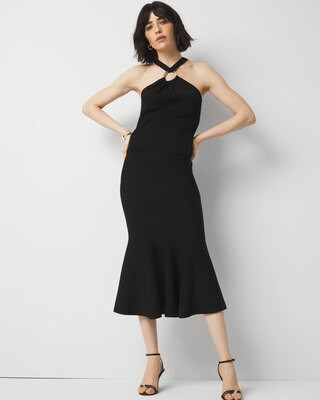 Women's Trumpet Flare Midi Skirt in Black size XXS | White House Black Market | White House Black Market