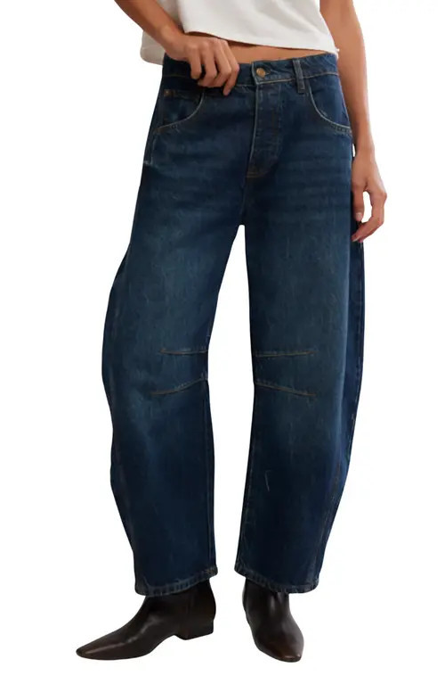 Free People Good Luck Barrel Jeans in Deep End at Nordstrom, Size 29 | Nordstrom
