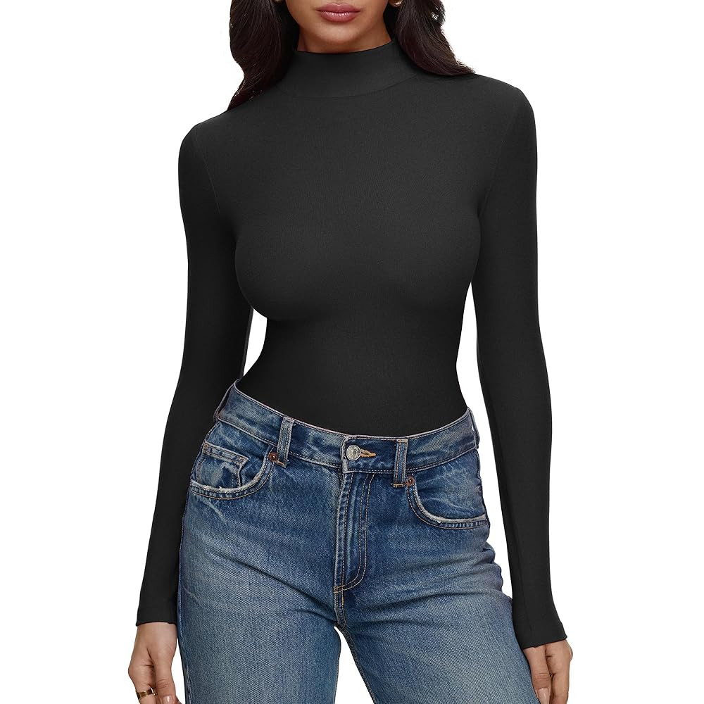 REORIA Women’s Turtleneck Tops Slim Basic Mock Neck Long Sleeve Shirts 2025 Fall Winter Layerin... | Amazon (US)
