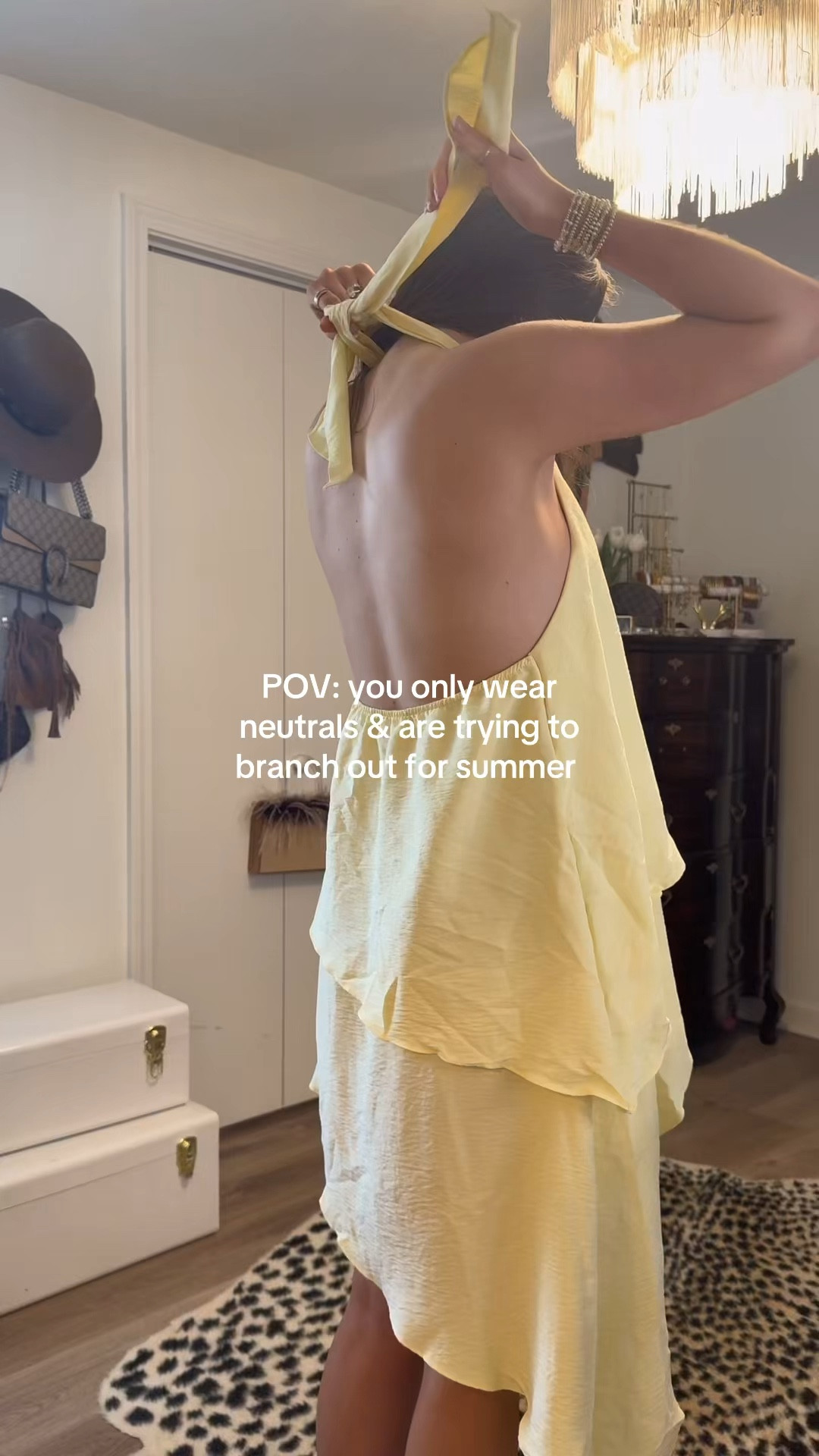 Yellow halter ruffle dress — wearing a small